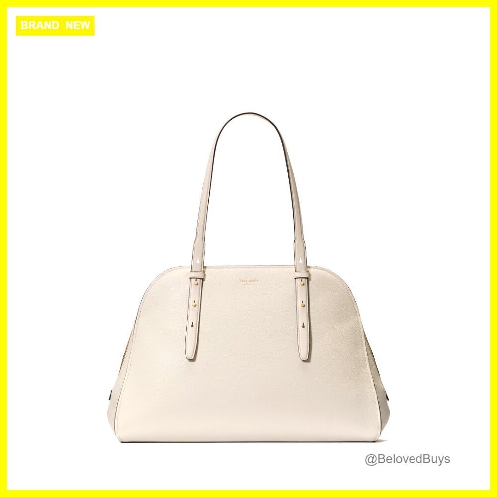 Pebbled Leather Satchel Carryall, Fits Laptop & iPad, Spacious Compartments